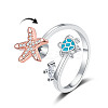 Turtle & Starfish Enamel Rotatable Cuff Rings for Women RJEW-M016-08P-1