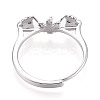 Flower & Bowknot Brass Micro Pave Clear Cubic Zirconia Adjustable Ring Settings KK-T076-78P-3