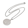 201 Stainless Steel Flat Round Buddhist Meditation Yoga Pendant Necklaces LS-NJEW-K283-33P-2