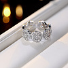Brass Micro Pave Clear Cubic Zirconia Finger Rings WG1FDEB-01-2