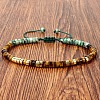 Natural African Turquoise(Jasper) and Tiger Eye Heishi Beads Adjustable Braided Bracelets for Men Women BX7041-23-1