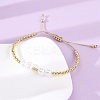 Brass & ABS Plastic Pearl Round Beads Braided Bead Bracelets for Women BJEW-H209-06G-3
