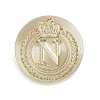 Golden Tone Crown Initial Wax Seal Brass Stamp Heads AJEW-A065-01N-1