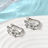 Leaf Brass Micro Pave Clear Cubic Zirconia Hoop Earrings EJEW-H180-29P-3