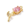 Ion Plating(IP) Brass Micro Pave Cubic Zirconia Tulip Pendants KK-U042-02G-02-2