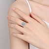 Flower Brass Micro Pave Cubic Zirconia Cuff Finger Rings for Women PW-WGD64C3-01-2