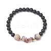 Natural Zebra Jasper with Natural Lava Rock Beaded Stretch Bracelets for Women BJEW-JB11130-04-1