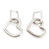 Rack Plating Brass Heart Dangle Hoop Earrings EJEW-K245-32P-1