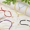 5Pcs 5 Colors Alloy Starfish Boho Pendant Necklaces Set with Glass Beaded Chains NJEW-FI0001-39-5