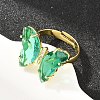 Brass Micro Pave Cubic Zirconia Finger Rings GL-CBA65A8-01G-13-3