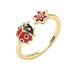 Brass Enamel Cuff Rings for Women RJEW-F196-02A-G-4
