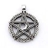 Retro 304 Stainless Steel Ring with Pentagram Pendants X-STAS-F006-132-1