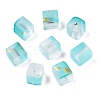 Frosted Glass Beads with Golden Glitter Powder DGLA-NH001-8mm-01C-1