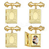 4Pcs Brass Locket Pendants Brooches JEWB-CA00011-1