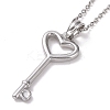 Non-Tarnish 304 Stainless Steel Heart Skeleton Key Pendant Necklace for Women LS-STAS-E154-17P-1
