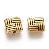 Tibetan Style Alloy Square Carved Stripes Beads LS-TIBEB-5602-AG-LF-2
