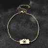201 Stainless Steel Camera with Heart Link Bracelets BJEW-B128-04G-1
