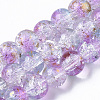 Transparent Spray Painted Crackle Glass Bead Strands GLAA-N035-03C-A05-1