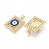 Brass Micro Pave Clear Cubic Zirconia Pendants for Women KK-T070-91A-02-2