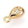 Brass Micro Pave Clear Cubic Zirconia Pendants KK-T075-07G-2