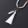 Natural Howlite Bullet & Tassel Pendant Necklace with Mixed Gemstone Beaded Chains NJEW-E585-02H-5