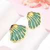 304 Stainless Steel Enamel Shell Shape Stud Earrings & Pendant Necklaces Sets for Women SA-CBA46AF-20G-3