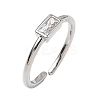 Rectangle Brass with Glass Cuff Rings for Women RJEW-Z111-05P-07-4