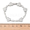 Heart & Horse Eye Brass Micro Pave Clear Cubic Zirconia Link Chain Bracelets for Women BJEW-G740-03P-5