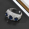 Brass Micro Pave Cubic Zirconia Cuff Open Rings for Women RJEW-L343-13P-5