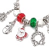 Christmas Theme Glass & Alloy European Beads Bracelets for Women BJEW-JB11198-02-3