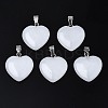 Heart Natural White Jade Pendants LS-X-G-Q438-01-1