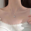 Butterfly Alloy Crystal Rhinestone Pendant Double Layer Necklaces for Women WGB64F3-01-5