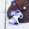 Retro Ethnic Porcelain Pendant Adjustable Polyester Cord Necklaces for Women FS-WGD020A-01-1