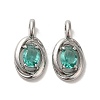 Brass Micro Pave Dark Cyan Cubic Zirconia Pendants KK-H461-02P-1