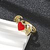 Heart with Wing Enamel Finger Rings RJEW-G337-05G-4