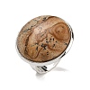 Natural & Synthetic Gemstone Round Adjustable Rings RJEW-K371-09S-3
