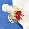 Brass Micro Pave Cubic Zirconia Cuff Rings for Women RJEW-A088-06G-2