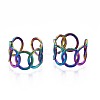 304 Stainless Steel Interlocked Rings Cuff Ring RJEW-N038-085-1