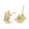 Rack Plating Brass Tortoise Stud Earrings with Cubic Zirconia EJEW-D061-43G-2