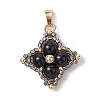Natural Black Onyx(Dyed & Heated) & Glass Seed Beaded Woven Pendants PALLOY-MZ00365-05-1