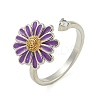 Daisy Enamel Rotatable Cuff Rings for Women RJEW-M016-05P-2