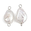 Natural Freshwater Pearl Keshi Pearl Nuggets Connector Charms STAS-D378-16P-1