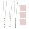 3Pcs 3 Colors Imitation Pearl Rosary Bead Necklaces NJEW-GO0001-17-1