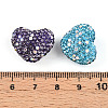 Heart Shaped Polymer Clay Rhinestone Beads PORC-N010-01-3