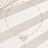 Elegant Brass Enamel Butterfly Imitation Pearl Y Necklaces for Women AF5436-3-1