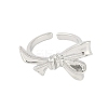 Bowknot Brass Open Cuff Ring for Women RJEW-M176-01A-P-2