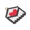 Beaded Heart Envelope Charms PALLOY-MZ01092-02-3