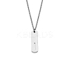 304 Stainless Steel Rectangle with Laser Cut Initial Pendant Necklaces FS-WG71FEF-13-1