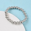 Brass Round Beaded Stretch Bracelets for Men Women BJEW-B148-05E-P-2