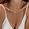 Brass Pave Clear Cubic Zirconia Sun Teardrop Tassel Y Necklaces for Women FS-WG5D0D0-01-1